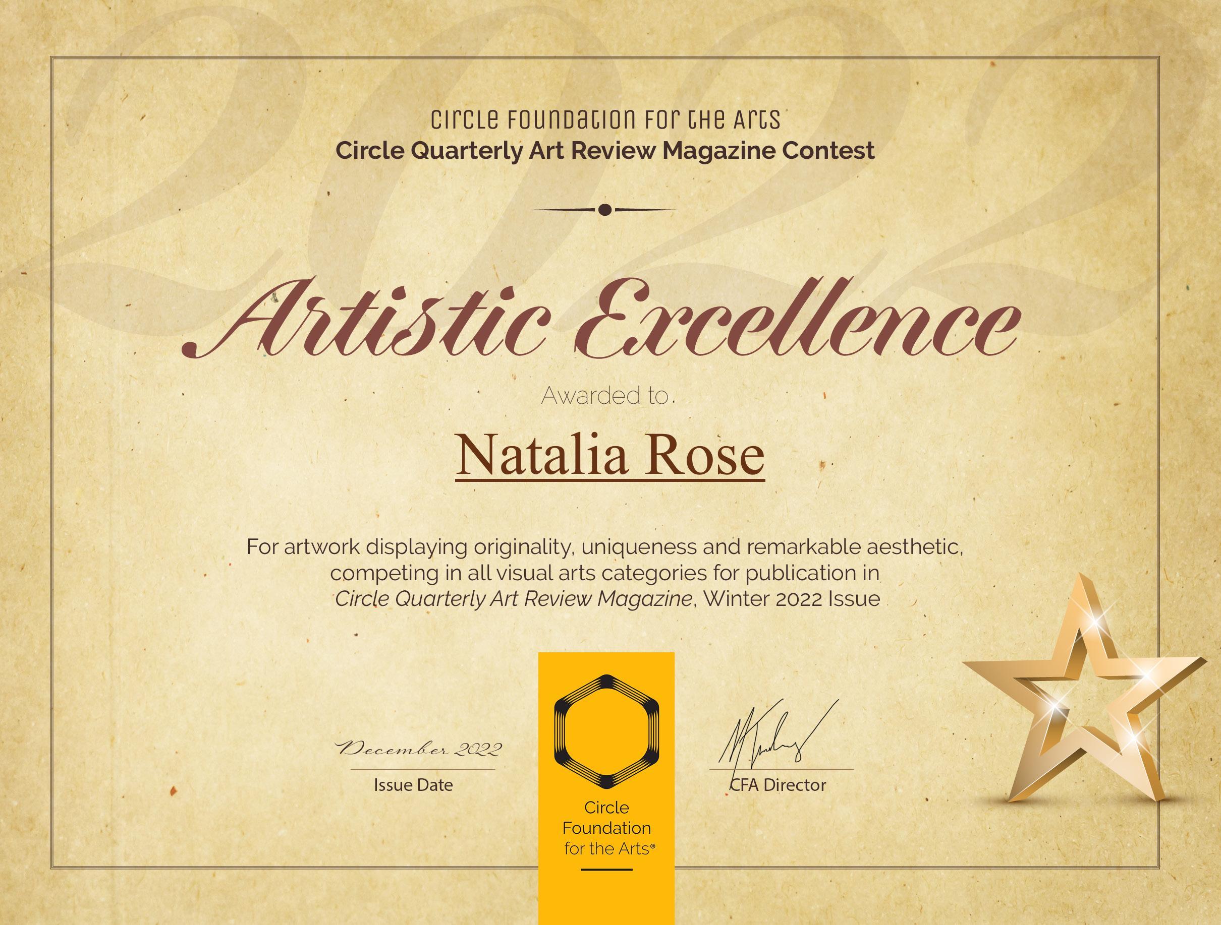 Artistic Excellence Award Circle Foundation for the Arts 
