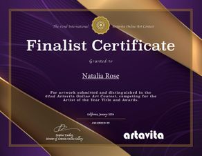 Artist of the Year 2023 - Finalist in Artavita Online Contest