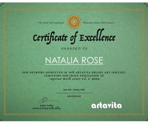 Artavita Contest 36 Finalist Certification - Natalia Rose