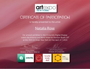 Art Expo 2024 New York Participation Certificate April 4-7 